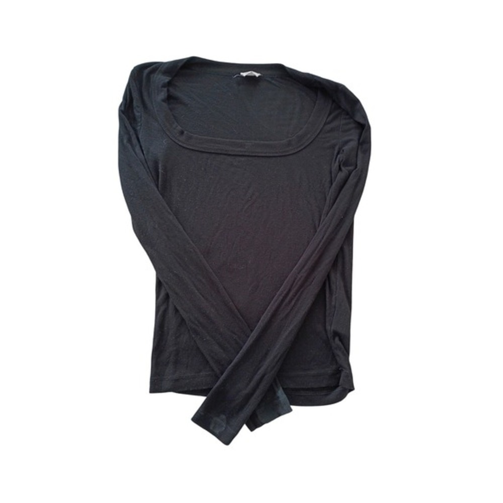 COTTON ON Black Ribbed Long Sleeve‎ Scoop Neck Top Size S P
